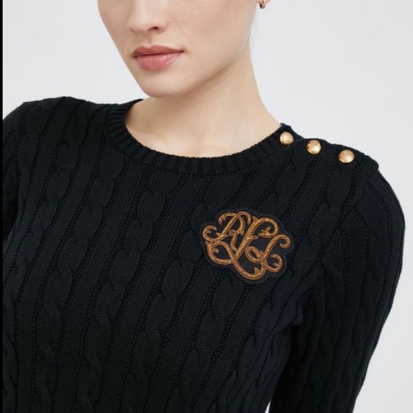Lauren Ralph Lauren Montiva Button -Trim Cable - Knit Women’s Sweater - Picture 2 of 6